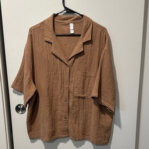 Stars Above Men's Tan Casual Button Down Shirt